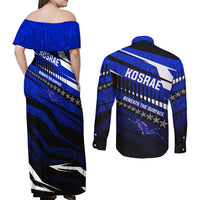 Kosrae Deep Sea Scuba Diving Couples Matching Off Shoulder Maxi Dress and Long Sleeve Button Shirt Blue Hole Beneath The Surface Coral Reef Graphic Art TS04 - Polynesian Pride