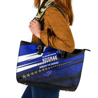 Kosrae Deep Sea Scuba Diving Leather Tote Bag Blue Hole Beneath The Surface Coral Reef Graphic Art TS04 Blue Black - Polynesian Pride