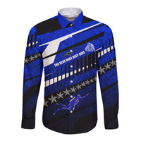 Kosrae Deep Sea Scuba Diving Long Sleeve Button Shirt Blue Hole Beneath The Surface Coral Reef Graphic Art TS04 Unisex Blue Black - Polynesian Pride
