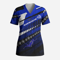 Kosrae Deep Sea Scuba Diving Scrub Top Blue Hole Beneath The Surface Coral Reef Graphic Art TS04 Adult Blue Black - Polynesian Pride