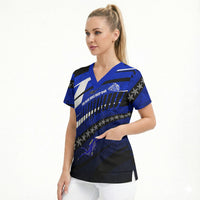 Kosrae Deep Sea Scuba Diving Scrub Top Blue Hole Beneath The Surface Coral Reef Graphic Art TS04 - Polynesian Pride