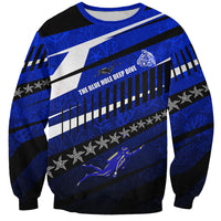 Kosrae Deep Sea Scuba Diving Sweatshirt Blue Hole Beneath The Surface Coral Reef Graphic Art TS04 Unisex Blue Black - Polynesian Pride