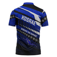 Kosrae Deep Sea Scuba Diving Zipper Polo Shirt Blue Hole Beneath The Surface Coral Reef Graphic Art TS04 - Polynesian Pride