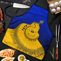 Kosrae Fafa Culinary Heritage Apron Kosraean Gold Taro Tradition Illustration With Coconut Leaves TS04 Blue Yellow - Polynesian Pride