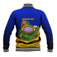 Kosrae Fafa Culinary Heritage Baseball Jacket Kosraean Gold Taro Tradition Illustration With Coconut Leaves TS04 - Polynesian Pride