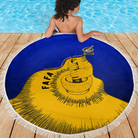 Kosrae Fafa Culinary Heritage Beach Blanket Kosraean Gold Taro Tradition Illustration With Coconut Leaves TS04 - Polynesian Pride