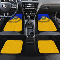 Kosrae Fafa Culinary Heritage Car Mats Kosraean Gold Taro Tradition Illustration With Coconut Leaves TS04 Set 4pcs Blue Yellow - Polynesian Pride