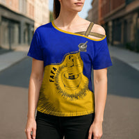 Kosrae Fafa Culinary Heritage Cross Shoulder Shirt Kosraean Gold Taro Tradition Illustration With Coconut Leaves TS04 - Polynesian Pride