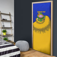 Kosrae Fafa Culinary Heritage Door Cover Kosraean Gold Taro Tradition Illustration With Coconut Leaves TS04 - Polynesian Pride