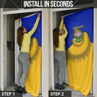 Kosrae Fafa Culinary Heritage Door Cover Kosraean Gold Taro Tradition Illustration With Coconut Leaves TS04 - Polynesian Pride
