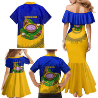 Kosrae Fafa Culinary Heritage Family Matching Mermaid Dress and Hawaiian Shirt Kosraean Gold Taro Tradition Illustration With Coconut Leaves TS04 - Polynesian Pride