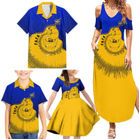 Kosrae Fafa Culinary Heritage Family Matching Summer Maxi Dress and Hawaiian Shirt Kosraean Gold Taro Tradition Illustration With Coconut Leaves