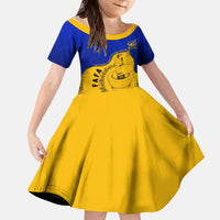 Kosrae Fafa Culinary Heritage Kid Short Sleeve Dress Kosraean Gold Taro Tradition Illustration With Coconut Leaves