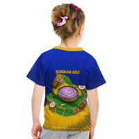 Kosrae Fafa Culinary Heritage Kid T Shirt Kosraean Gold Taro Tradition Illustration With Coconut Leaves TS04 - Polynesian Pride