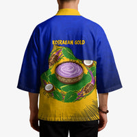 Kosrae Fafa Culinary Heritage Kimono Kosraean Gold Taro Tradition Illustration With Coconut Leaves TS04 - Polynesian Pride