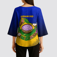 Kosrae Fafa Culinary Heritage Kimono Sleeve Blouse Kosraean Gold Taro Tradition Illustration With Coconut Leaves TS04 - Polynesian Pride