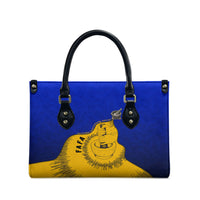 Kosrae Fafa Culinary Heritage Leather Bag Kosraean Gold Taro Tradition Illustration With Coconut Leaves TS04 - Polynesian Pride