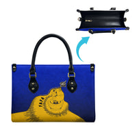 Kosrae Fafa Culinary Heritage Leather Bag Kosraean Gold Taro Tradition Illustration With Coconut Leaves TS04 - Polynesian Pride