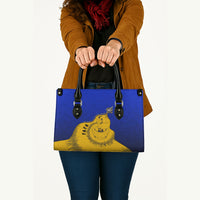 Kosrae Fafa Culinary Heritage Leather Bag Kosraean Gold Taro Tradition Illustration With Coconut Leaves TS04 - Polynesian Pride