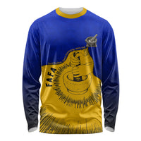 Kosrae Fafa Culinary Heritage Long Sleeve Shirt Kosraean Gold Taro Tradition Illustration With Coconut Leaves TS04 Unisex Blue Yellow - Polynesian Pride