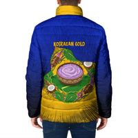 Kosrae Fafa Culinary Heritage Padded Jacket Kosraean Gold Taro Tradition Illustration With Coconut Leaves TS04 - Polynesian Pride