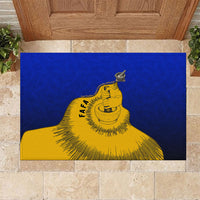 Kosrae Fafa Culinary Heritage Rubber Doormat Kosraean Gold Taro Tradition Illustration With Coconut Leaves TS04 Blue Yellow - Polynesian Pride