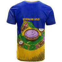 Kosrae Fafa Culinary Heritage T Shirt Kosraean Gold Taro Tradition Illustration With Coconut Leaves TS04 - Polynesian Pride