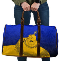 Kosrae Fafa Culinary Heritage Travel Bag Kosraean Gold Taro Tradition Illustration With Coconut Leaves TS04 Blue Yellow - Polynesian Pride