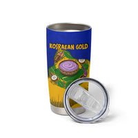 Kosrae Fafa Culinary Heritage Tumbler Cup Kosraean Gold Taro Tradition Illustration With Coconut Leaves TS04 - Polynesian Pride