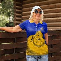 Kosrae Fafa Culinary Heritage Women Polo Shirt Kosraean Gold Taro Tradition Illustration With Coconut Leaves