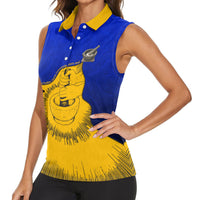 Kosrae Fafa Culinary Heritage Women Sleeveless Polo Shirt Kosraean Gold Taro Tradition Illustration With Coconut Leaves