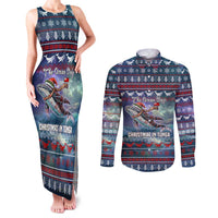 Tonga Christmas Couples Matching Tank Maxi Dress and Long Sleeve Button Shirt with Singing Whale Ocean Scene National Coat of Arms TS04 Multicolor - Polynesian Pride