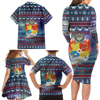 Tonga Christmas Family Matching Long Sleeve Bodycon Dress and Hawaiian Shirt with Singing Whale Ocean Scene National Coat of Arms TS04 - Polynesian Pride