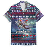 Tonga Christmas Family Matching Short Sleeve Bodycon Dress and Hawaiian Shirt with Singing Whale Ocean Scene National Coat of Arms TS04 Dad's Shirt - Short Sleeve Multicolor - Polynesian Pride