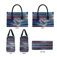 Tonga Christmas Leather Bag with Singing Whale Ocean Scene National Coat of Arms - Polynesian Pride