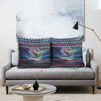 Tonga Christmas Pillow Cover with Singing Whale Ocean Scene National Coat of Arms - Polynesian Pride