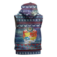 Tonga Christmas Sleeveless Hoodie with Singing Whale Ocean Scene National Coat of Arms TS04 - Polynesian Pride