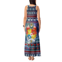 Tonga Christmas Tank Maxi Dress with Singing Whale Ocean Scene National Coat of Arms TS04 - Polynesian Pride