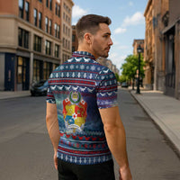 Tonga Christmas Zipper Polo Shirt with Singing Whale Ocean Scene National Coat of Arms TS04 - Polynesian Pride