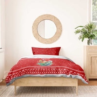 Tonga Christmas Bedding Set with Sea Turtle Coral Reef Design Snowflake Pattern and National Emblem - Polynesian Pride