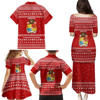 Tonga Christmas Family Matching Puletasi and Hawaiian Shirt with Sea Turtle Coral Reef Design Snowflake Pattern and National Emblem TS04 - Polynesian Pride