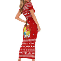 Tonga Christmas Family Matching Short Sleeve Bodycon Dress and Hawaiian Shirt with Sea Turtle Coral Reef Design Snowflake Pattern and National Emblem TS04 - Polynesian Pride