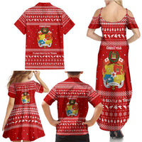 Tonga Christmas Family Matching Summer Maxi Dress and Hawaiian Shirt with Sea Turtle Coral Reef Design Snowflake Pattern and National Emblem TS04 - Polynesian Pride