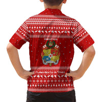 Tonga Christmas Family Matching Tank Maxi Dress and Hawaiian Shirt with Sea Turtle Coral Reef Design Snowflake Pattern and National Emblem TS04 - Polynesian Pride