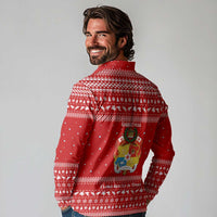 Tonga Christmas Long Sleeve Polo Shirt with Sea Turtle Coral Reef Design Snowflake Pattern and National Emblem - Polynesian Pride