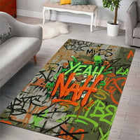 Yeah Nah Graffiti Skull New Zealand Slang Area Rug Kiwi Grunge Brick Wall and Bold Urban Street Art TS04 - Polynesian Pride