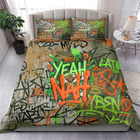 Yeah Nah Graffiti Skull New Zealand Slang Bedding Set Kiwi Grunge Brick Wall and Bold Urban Street Art TS04 - Polynesian Pride