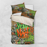 Yeah Nah Graffiti Skull New Zealand Slang Bedding Set Kiwi Grunge Brick Wall and Bold Urban Street Art TS04 US Twin 172cm x 218cm Multicolor - Polynesian Pride