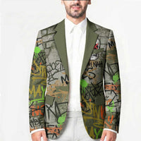 Yeah Nah Graffiti Skull New Zealand Slang Blazer Kiwi Grunge Brick Wall and Bold Urban Street Art TS04 - Polynesian Pride