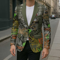 Yeah Nah Graffiti Skull New Zealand Slang Blazer Kiwi Grunge Brick Wall and Bold Urban Street Art TS04 - Polynesian Pride
